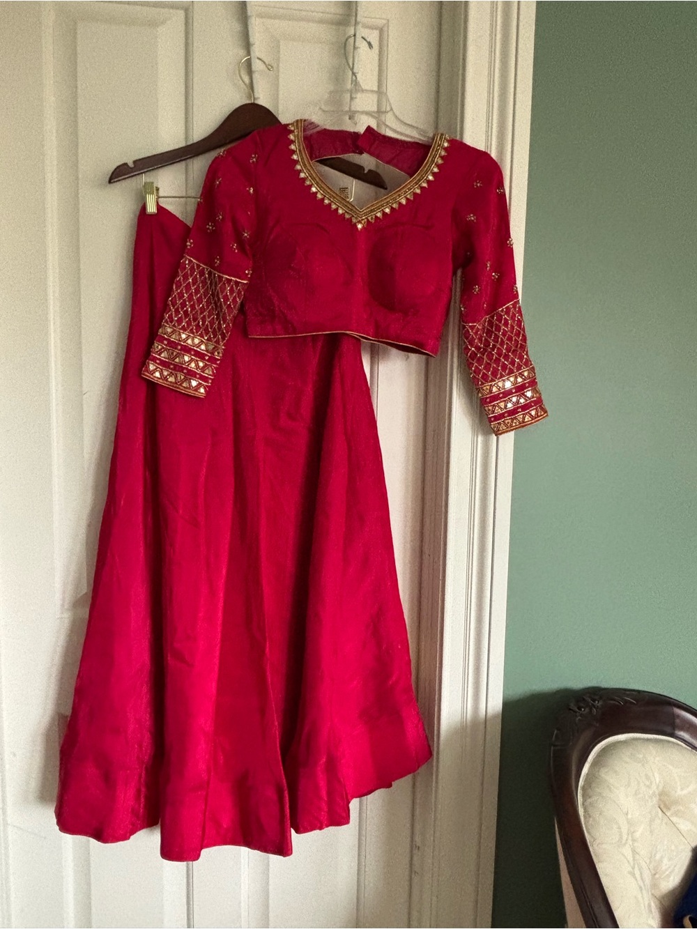 Indo western three piece designer stylish medium size Lehenga Choli Dupetta .